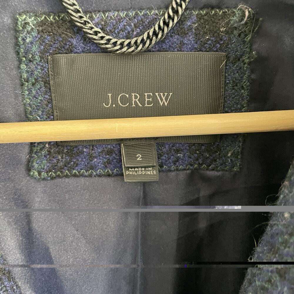 J. Crew watch tartan plaid wool asymmetrical zip coat size 2 - Picture 4 of 5